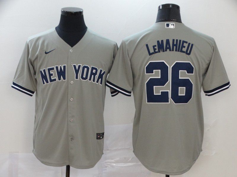 Men New York Yankees #26 Lemahieu Grey Nike Game MLB Jerseys